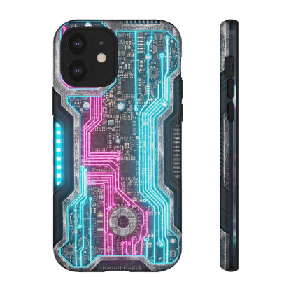 Rugged Tech Phone Case Cyber Circuit Armor Futuristic Neon Circuit Design Heavy Duty Protective Cyberpunk Phone Cover