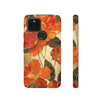 Orange Floral Phone Case Stained Glass Flower Aesthetic