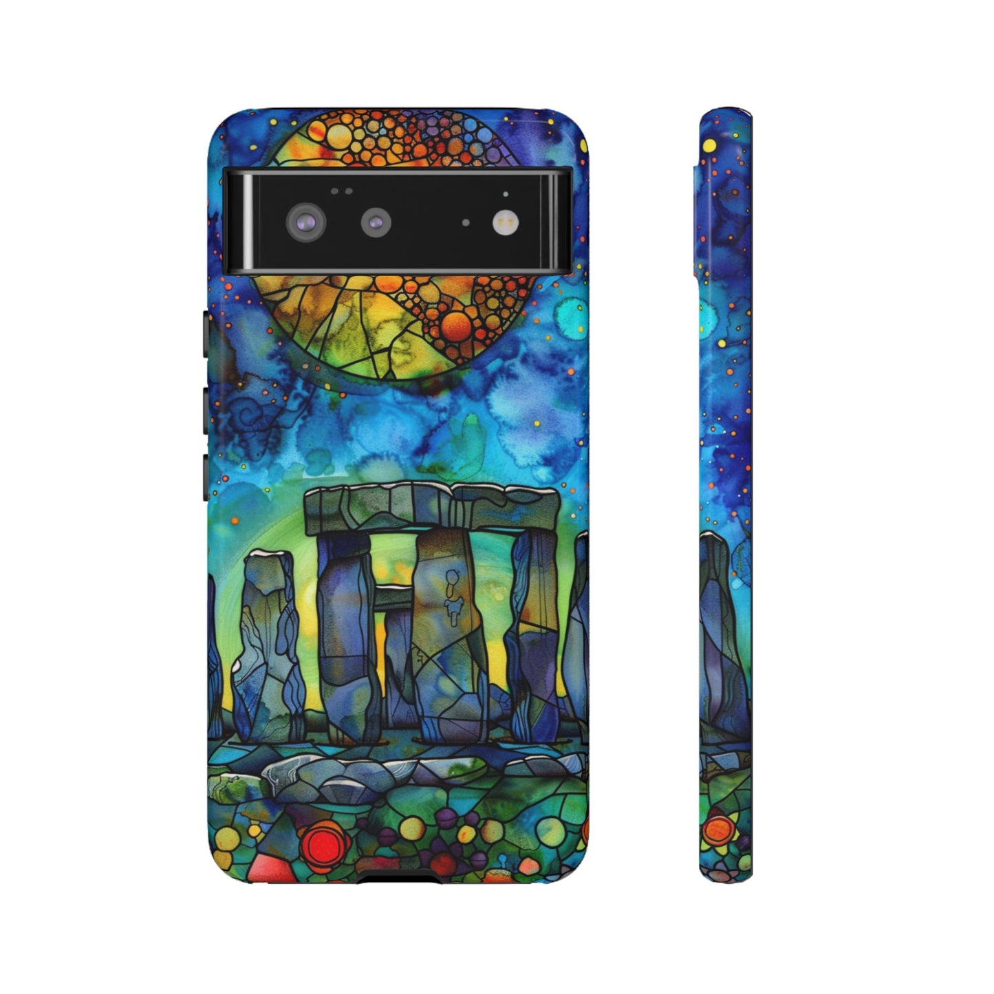 Stonehenge Neolithic Full Moon Stained Glass Watercolor Phone Cover