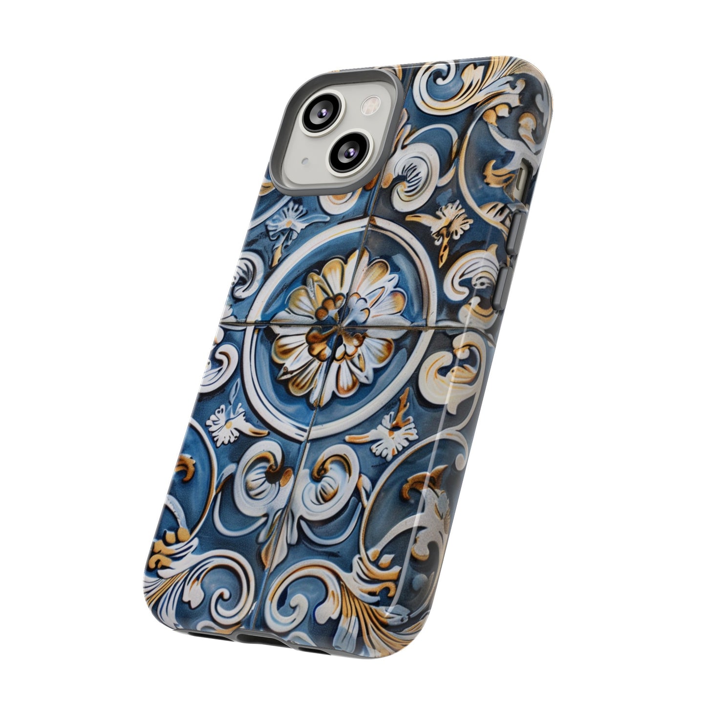 Azulejo Porcelain Blue & Creamy White Tile Mediterranean Design Phone Case