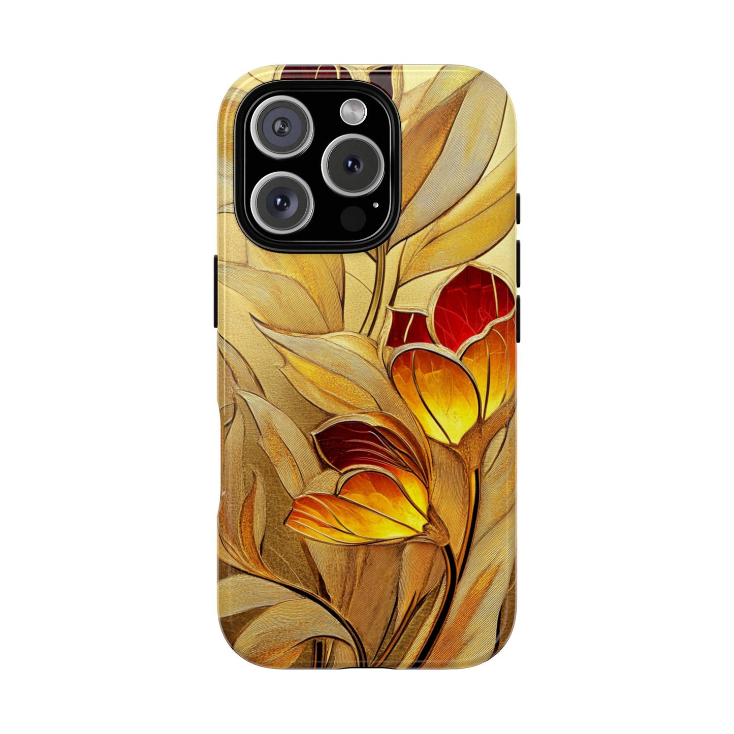 Gold Floral Art Deco White Marble Phone Case