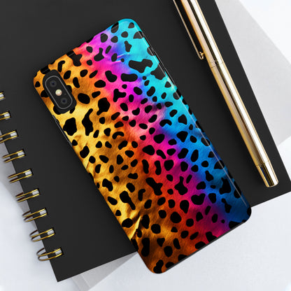 Kaleidoscopic Wild: Psychedelic Rainbow Leopard Print | Dazzling iPhone Case