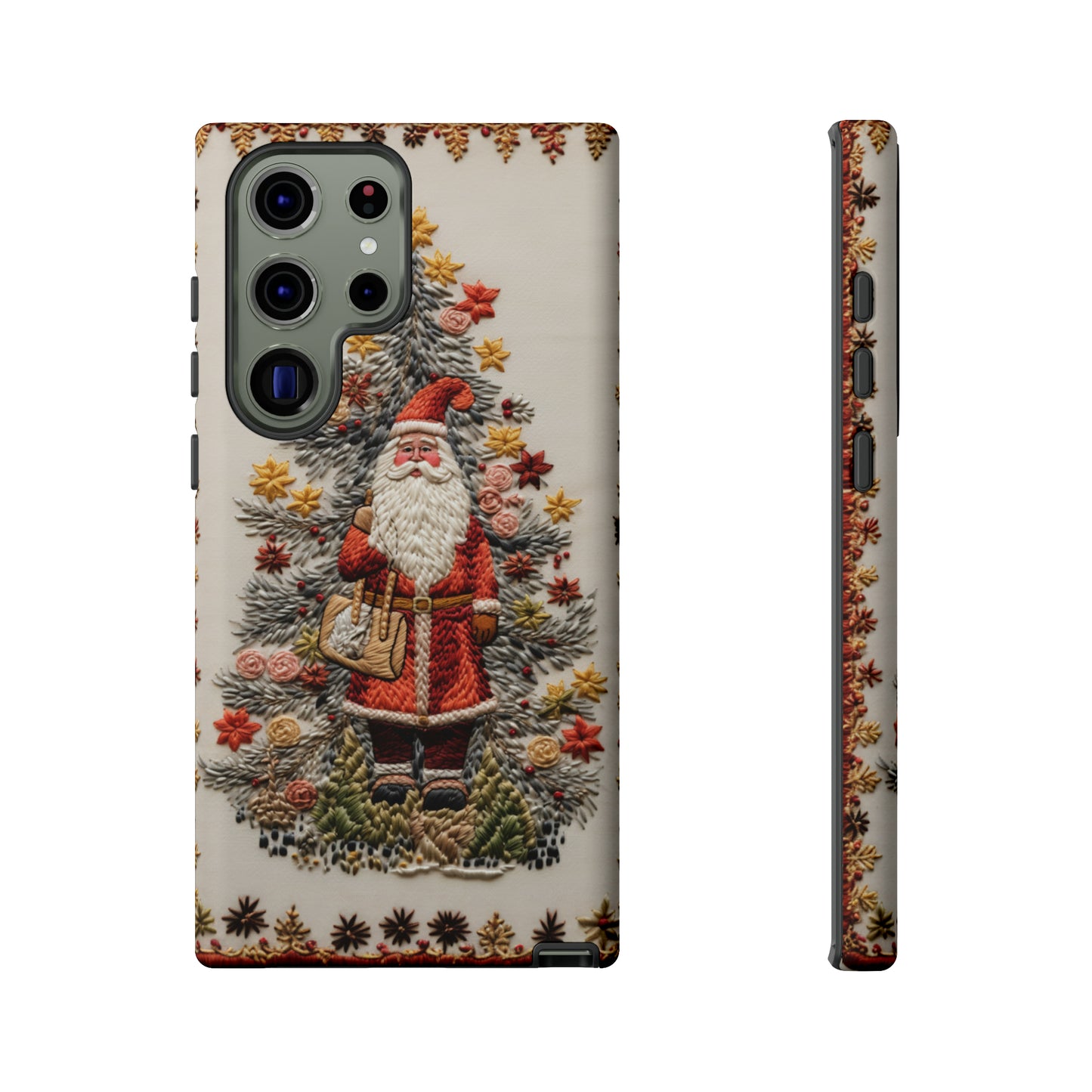 Vintage Embroidery Christmas Santa Phone Case