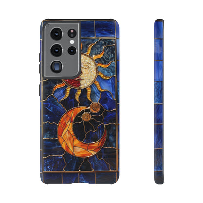 Celestial Stained Glass Moon and Stars iPhone 15 Case