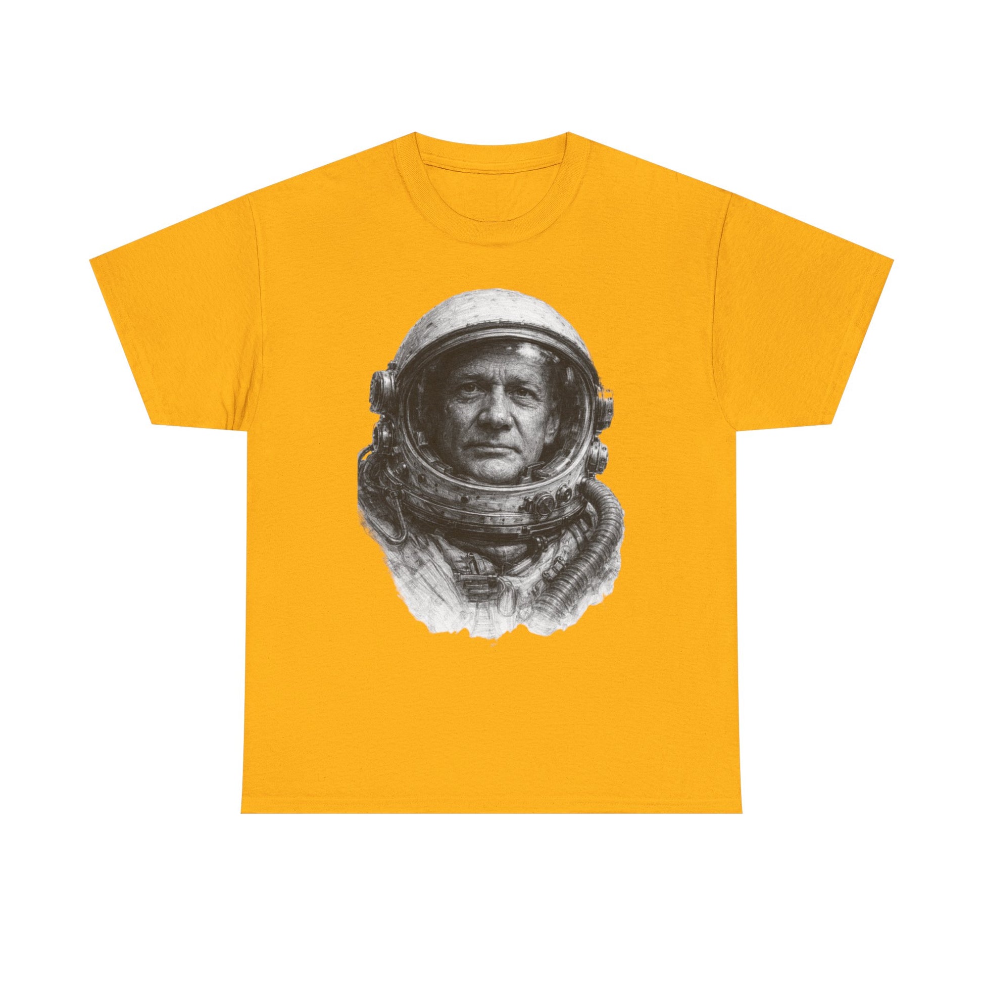 Retro astronaut graphic tee featuring reflective helmet space scene