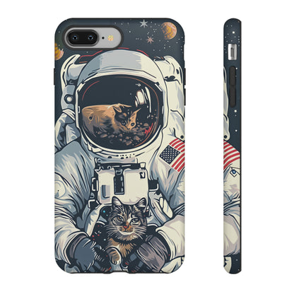 The Astronaut and the Cosmic Cat Phone Case