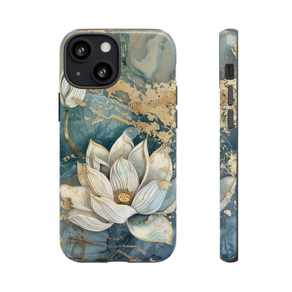 Zen Stained Glass Marble Lotus Floral Design Phone Case