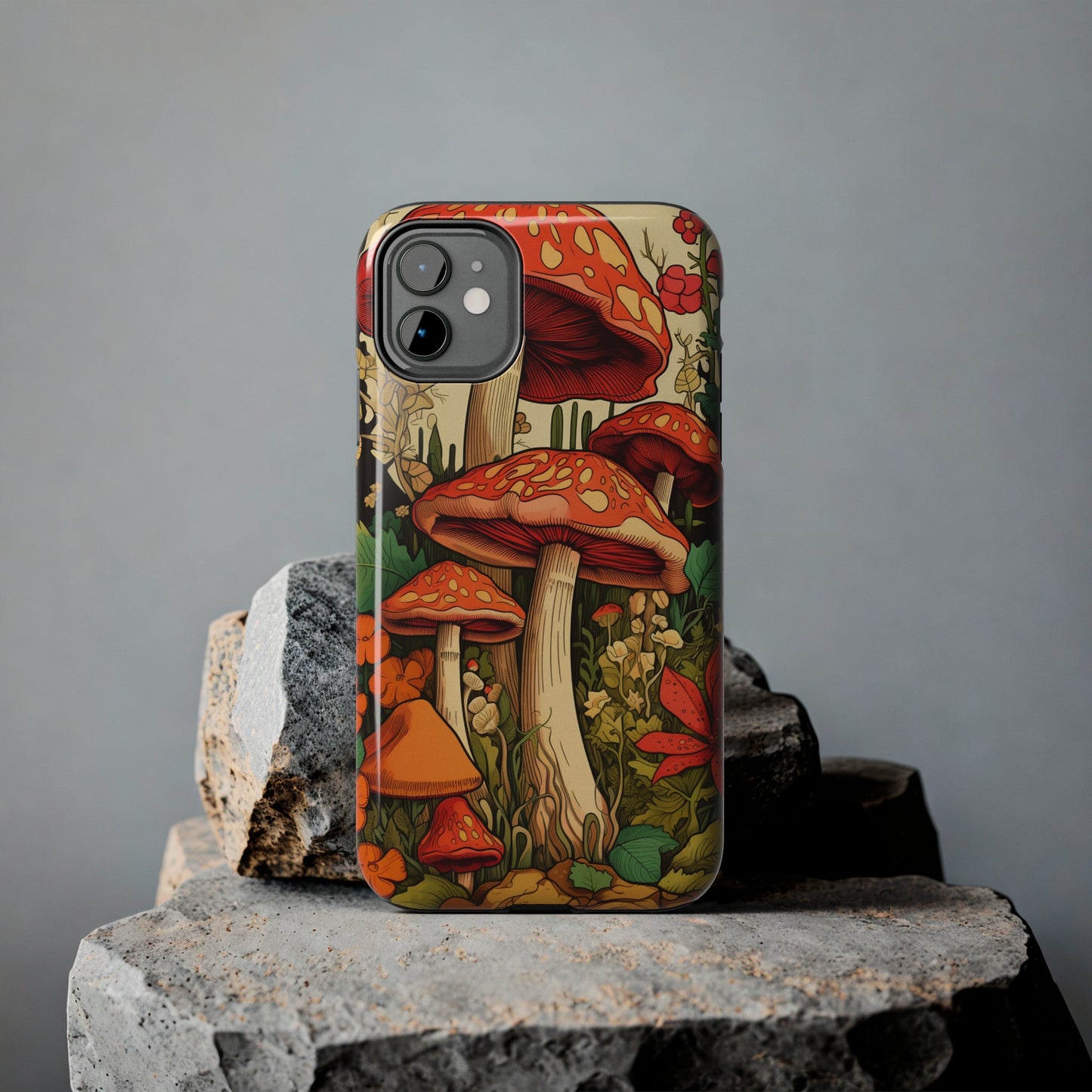 Psychedelic Retro Mushrooms: Dive Deep into Nostalgic Vibes | iPhone Case