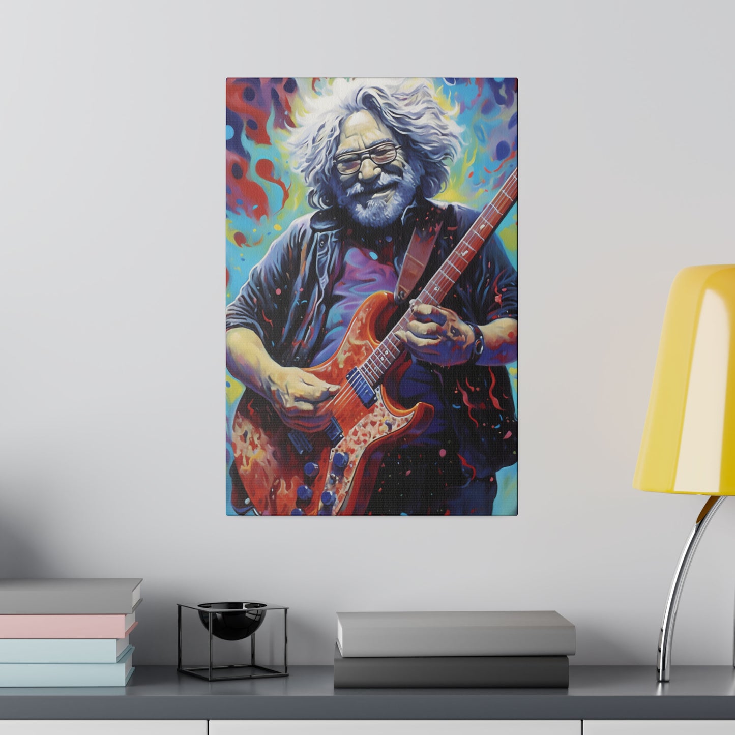 Jerry Garcia Rocking Guitar Pop Art  | Stretched Canvas Print