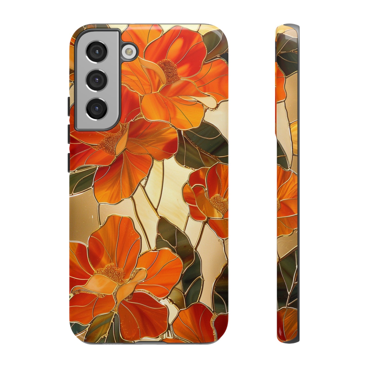 Orange Floral Phone Case Stained Glass Flower Aesthetic