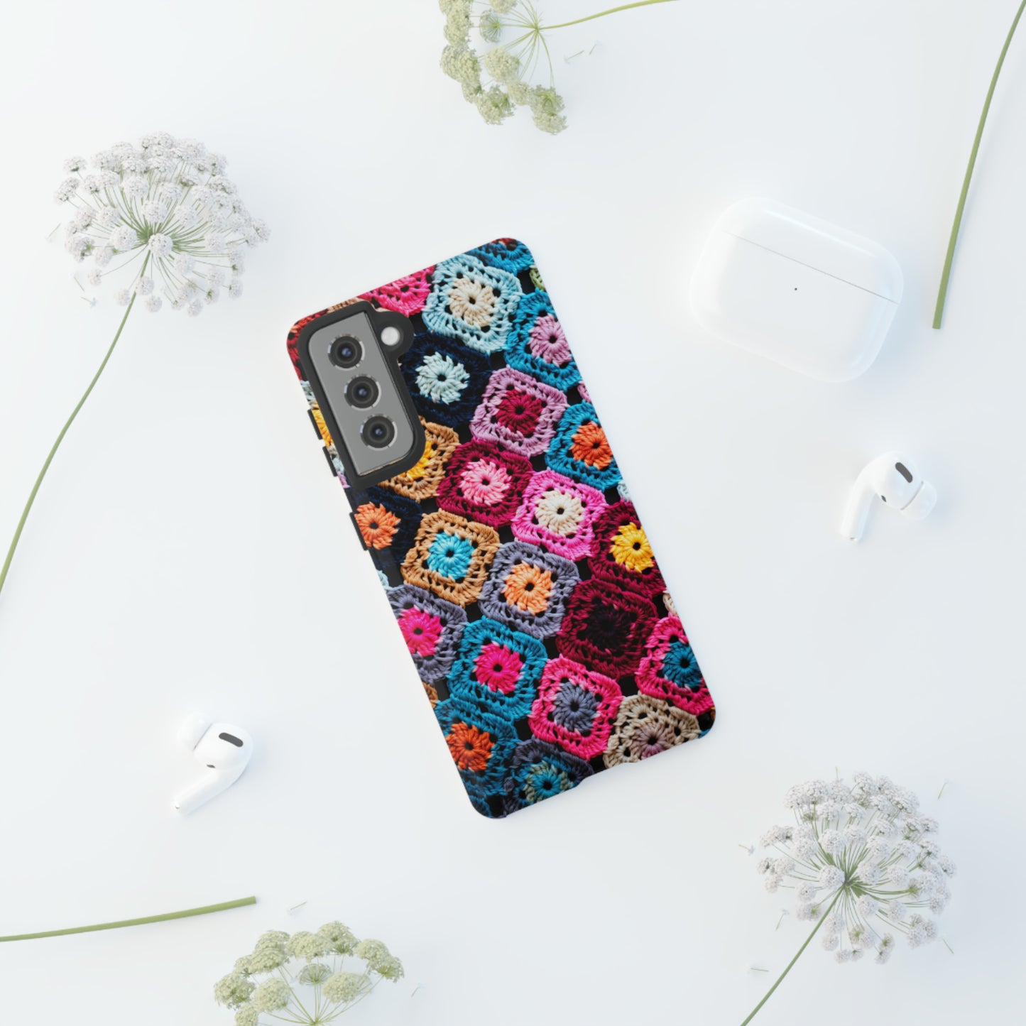 Vintage Floral Crochet Blanket Knit Look Phone Case