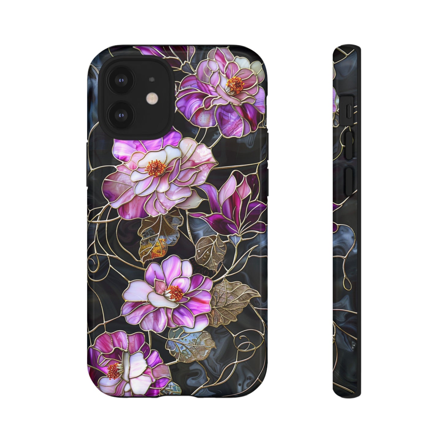 Magenta Color Floral Stained Glass Phone Case