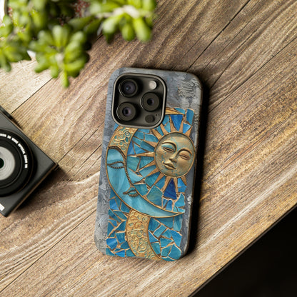 Boho Sun and Moon Mosaic Tile Stained Glass Phone Case