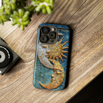 Boho Sun and Moon Mosaic Tile Stained Glass Phone Case