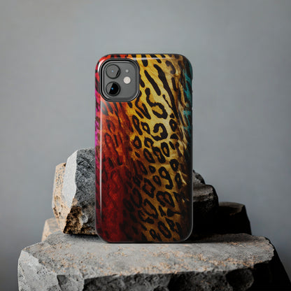 Kaleidoscopic Wild: Psychedelic Rainbow Leopard Print | Dazzling iPhone Case