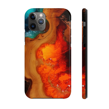 Faux Wood and Colorful Epoxy iPhone Case | Embrace the Beauty of Nature and Vibrant Artistry