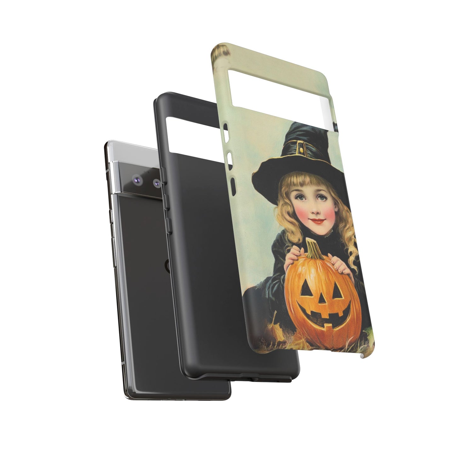 Vintage Halloween Card Witch and Jack-o'-lantern Phone Cover