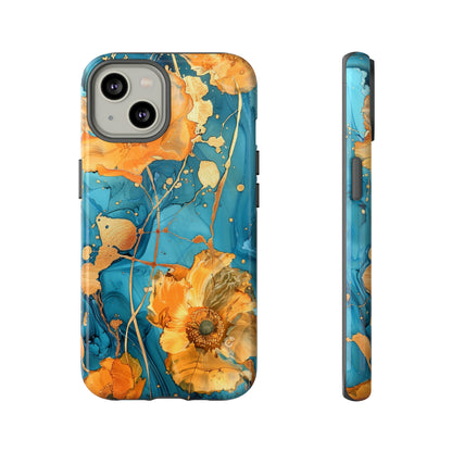 Gold Poppies Color Splash Floral Design Phone Case