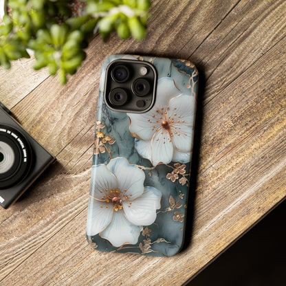 White Flower on Marble Stone  Phone Case