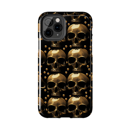 iPhone Case Golden Enigma: Where Goth Meets Glamour | Gold Skulls iPhone Tough Case