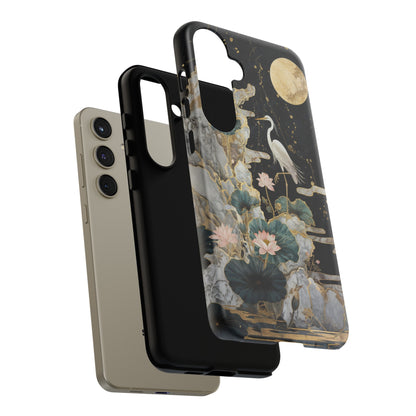 Heron and Moon Floral Zen Art Phone Case