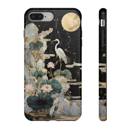 Heron and Moon Floral Zen Art Phone Case