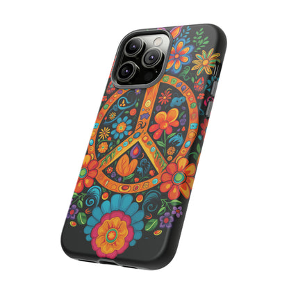 Peace Sign Embroidery Floral Hippie Style Phone Case