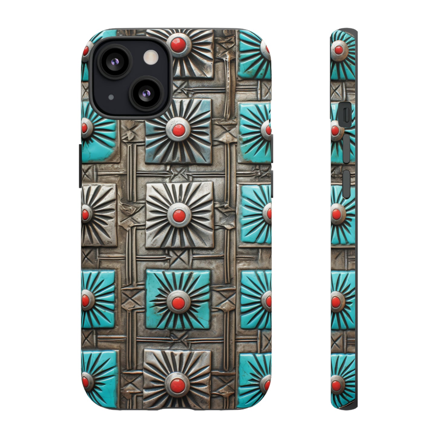 Vintage Navajo Native American Turquoise Concho Phone Case for iPhone 15, 14, 13, 12, 11 Pro Max, 14 Plus, iPhone XS Max, iPhone XR, iPhone 7, 8, 14, 15 Plus, SE