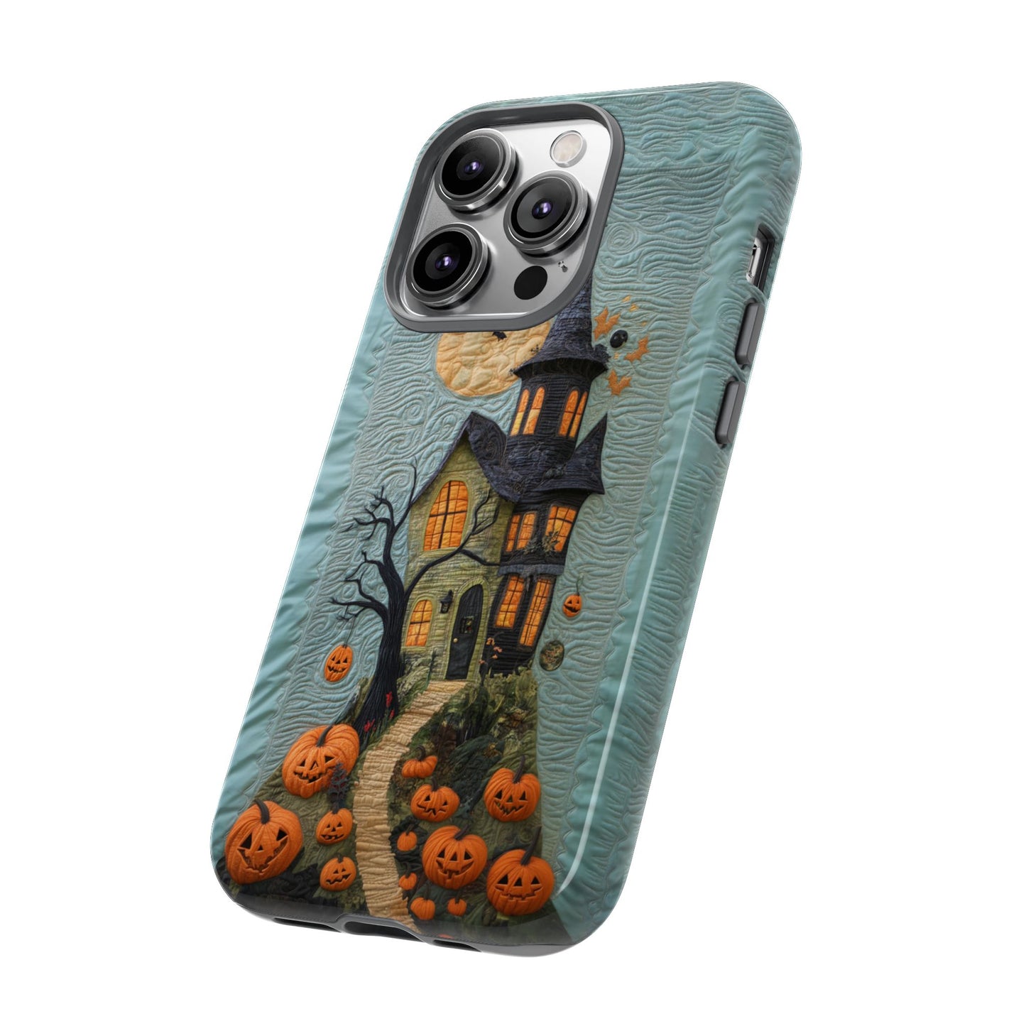 Halloween Haunted House Vintage Embroidery Style Phone Cover