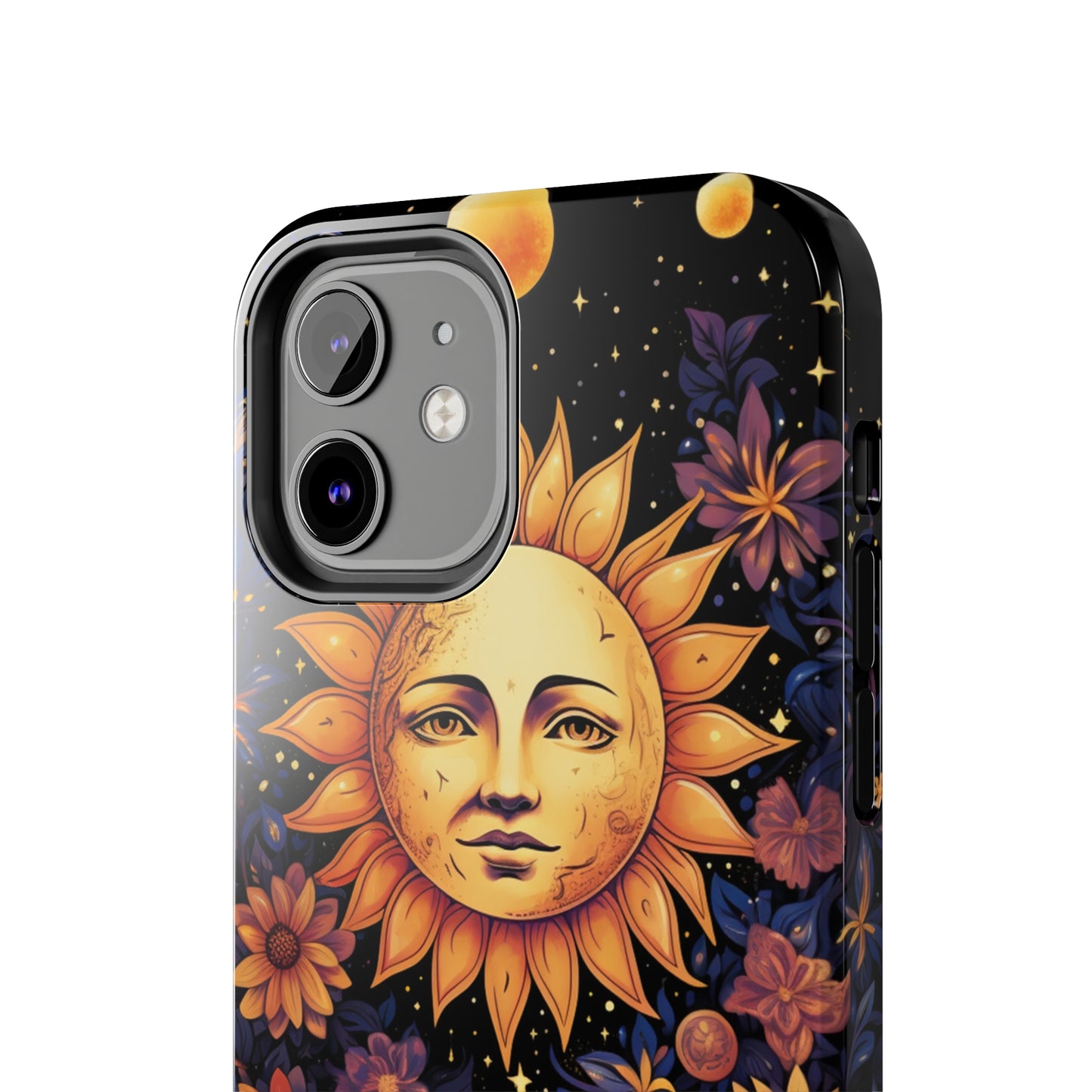 Cosmic Blooms: Floral Sun, Moon & Stars iPhone Case - Where Celestial Meets Botanical