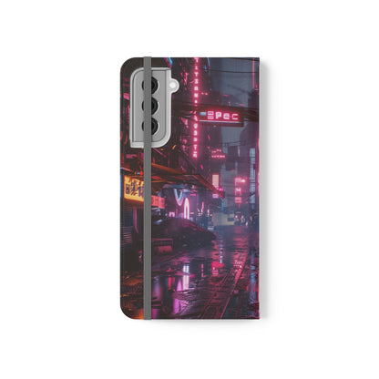 Cyberpunk City at Night Wallet Case