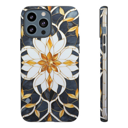 Art Deco Floral Gold & Blue Mosaic