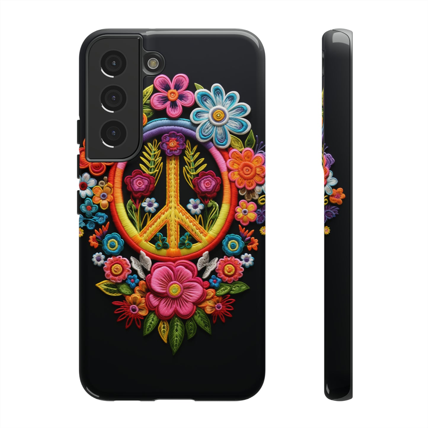 Peace Sign Embroidery Floral Hippie Style Phone Case