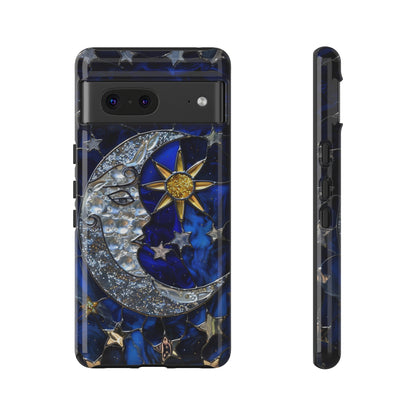 Cosmic Moon & Stars Stained Glass Starry Night Phone Case