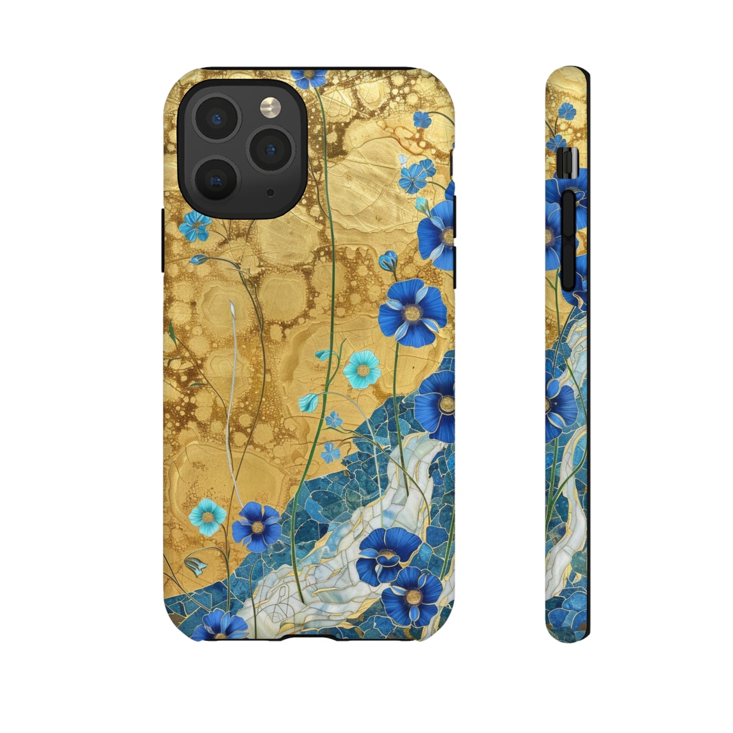 Forget Me Nots Gold Color Splash Floral Design Phone Case