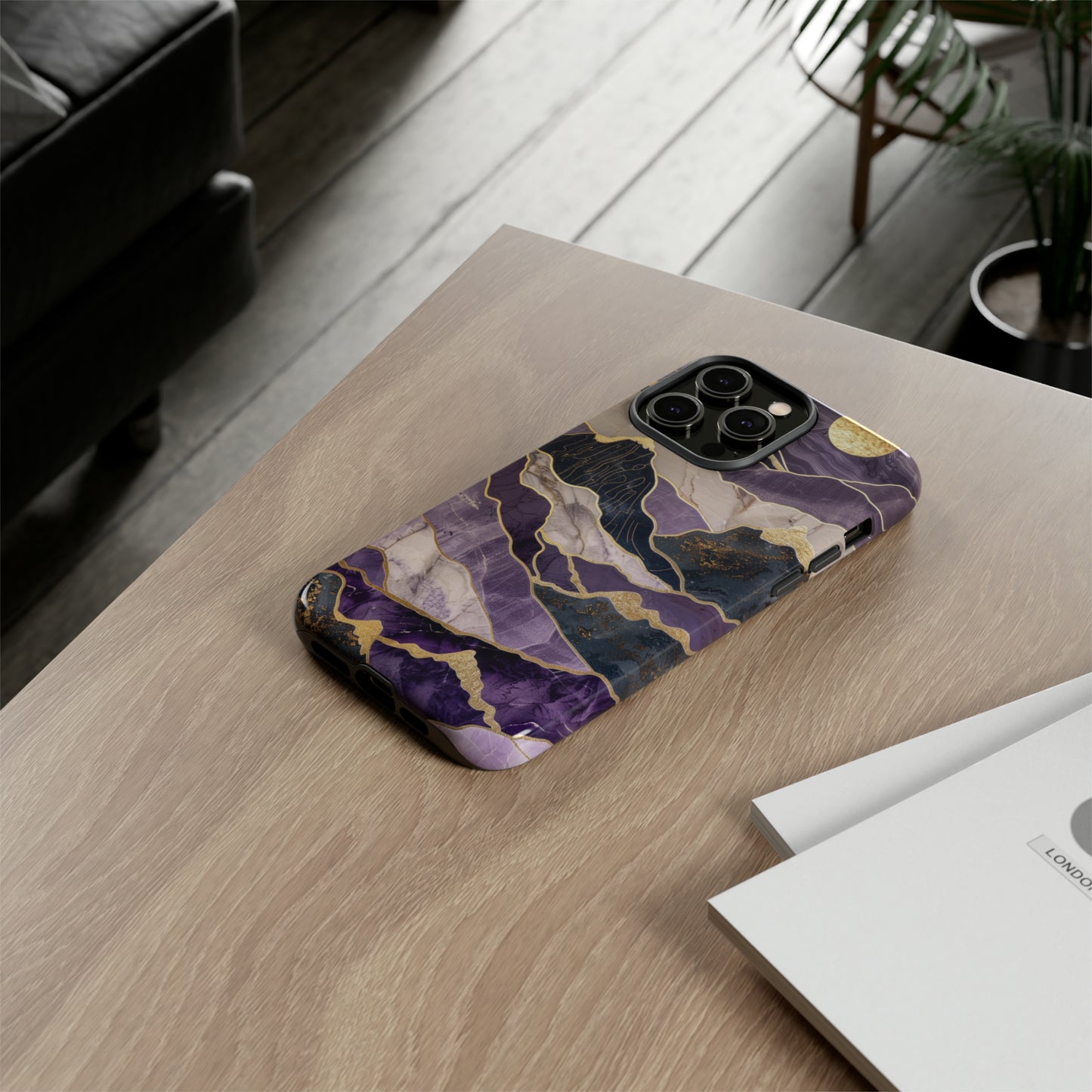 Abstract Purple Gold Mountain Phone Case