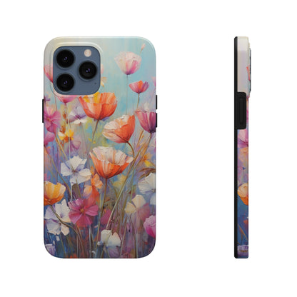 Poppy Flower Oil Painting Tough iPhone Case | Retro Groovy Phone Cover