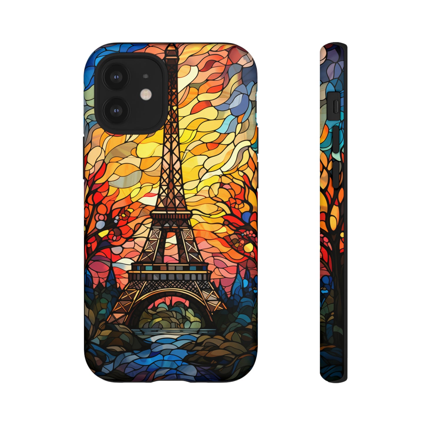 Parisian Elegance: Stained Glass Eiffel Tower | Artistic Flair iPhone Case for iPhone Models 11 through 14 Pro Max, Samsung Galaxy, and Google Pixel