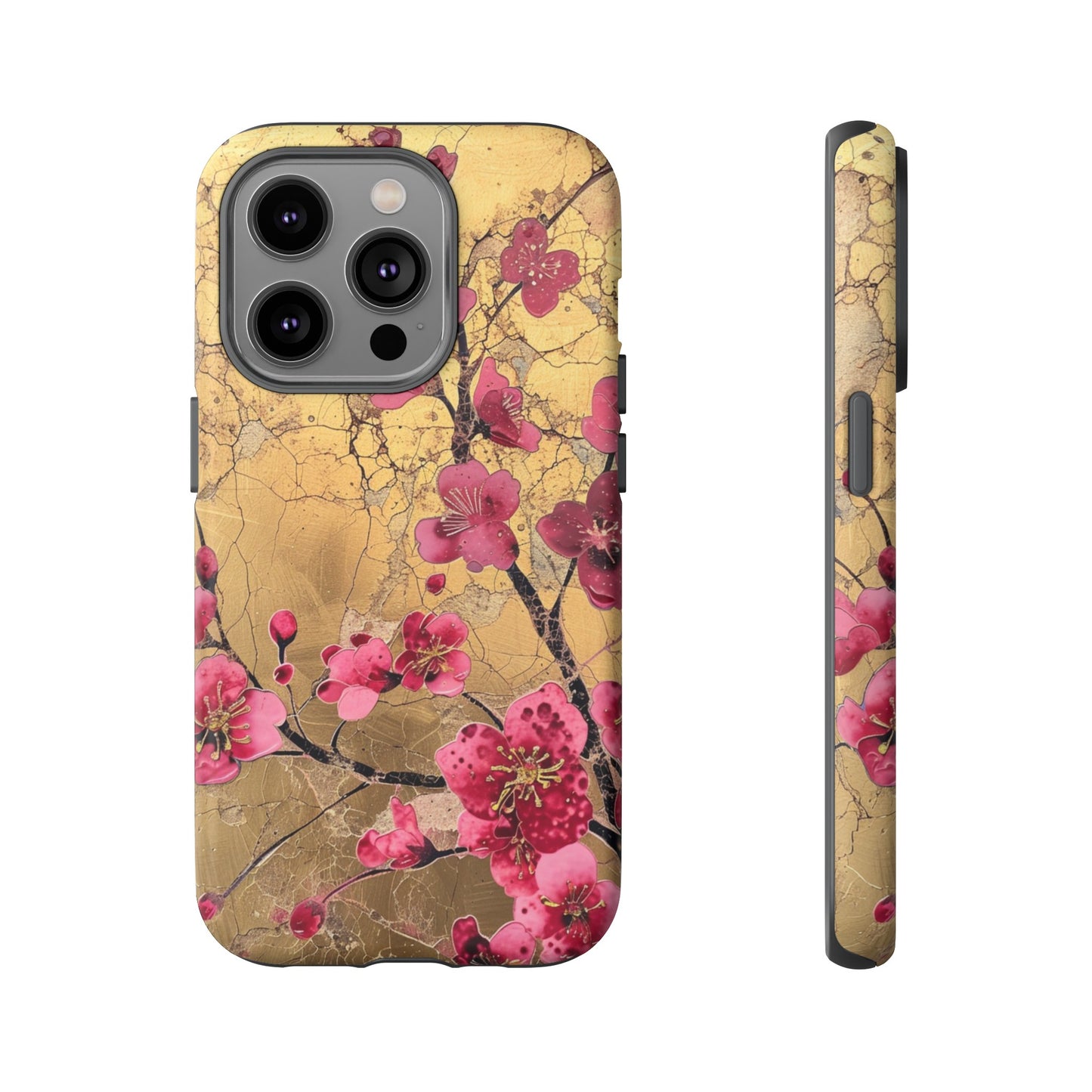 Pink Forget Me Nots Gold Floral Phone Case