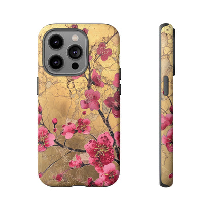 Pink Forget Me Nots Gold Floral Phone Case