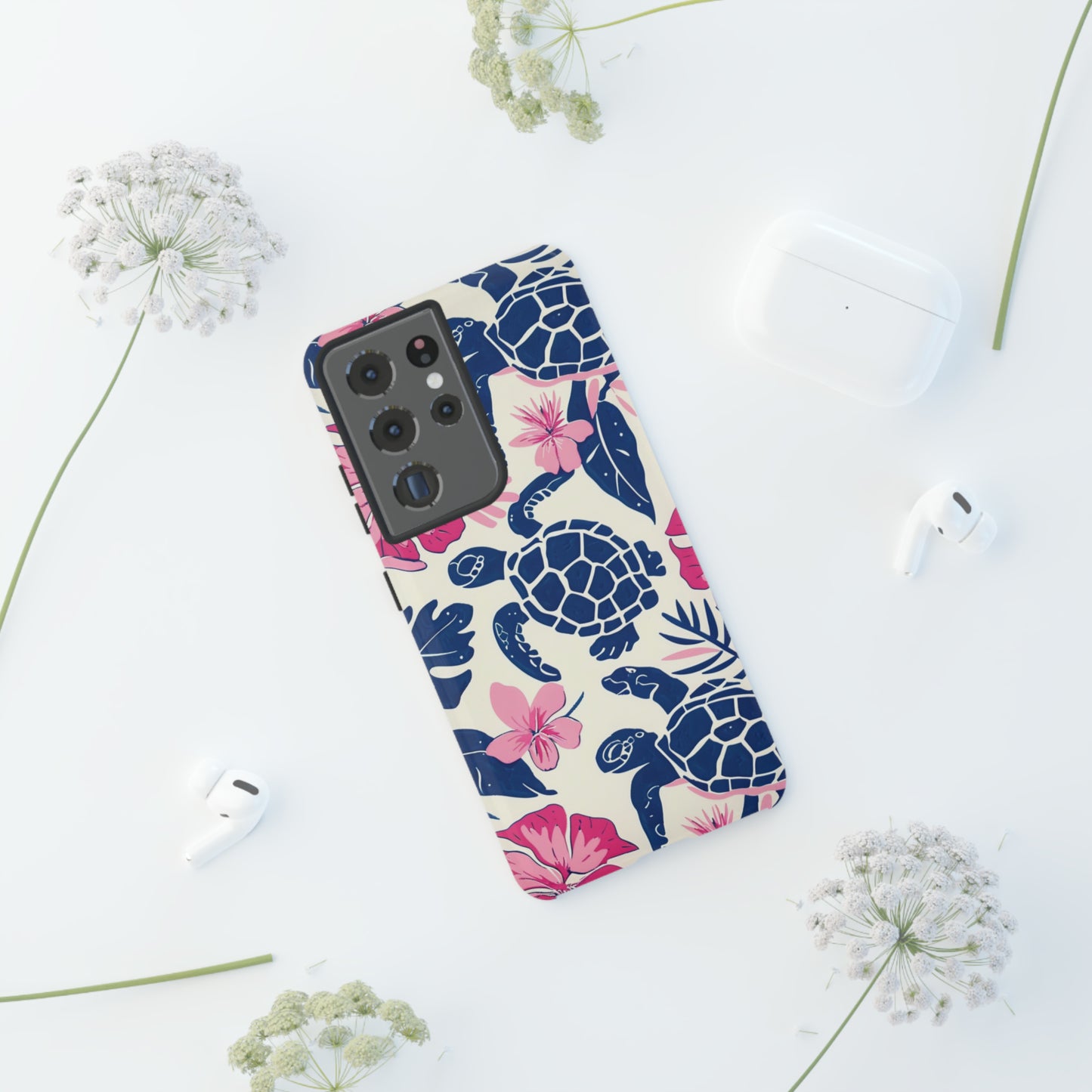 Undersea Floral Blue Sea Turtle Phone Case