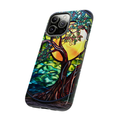 Stained Glass Mosaic Tile Tree of Life Full Moon