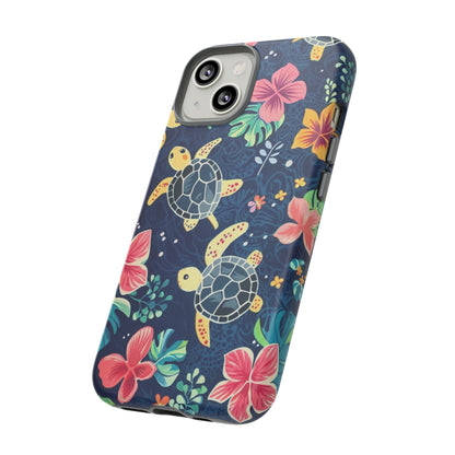 Undersea Floral Blue Sea Turtle Phone Case