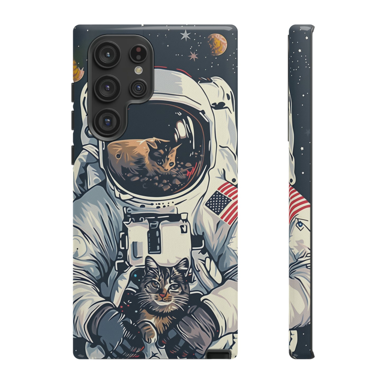 The Astronaut and the Cosmic Cat Phone Case