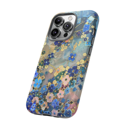 Forget Me Nots Gold Color Splash Floral Design Phone Case