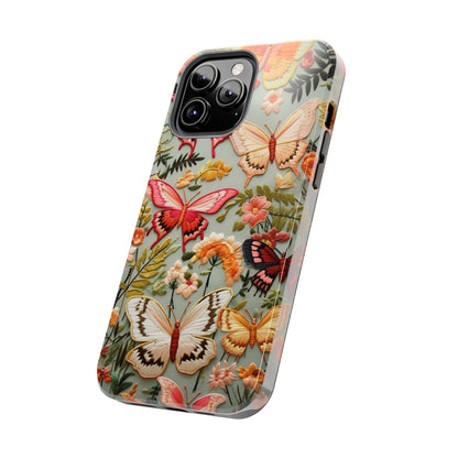 Embroidery Butterflies iPhone Case | Whimsical Elegance and Nature's Beauty in Handcrafted Detail