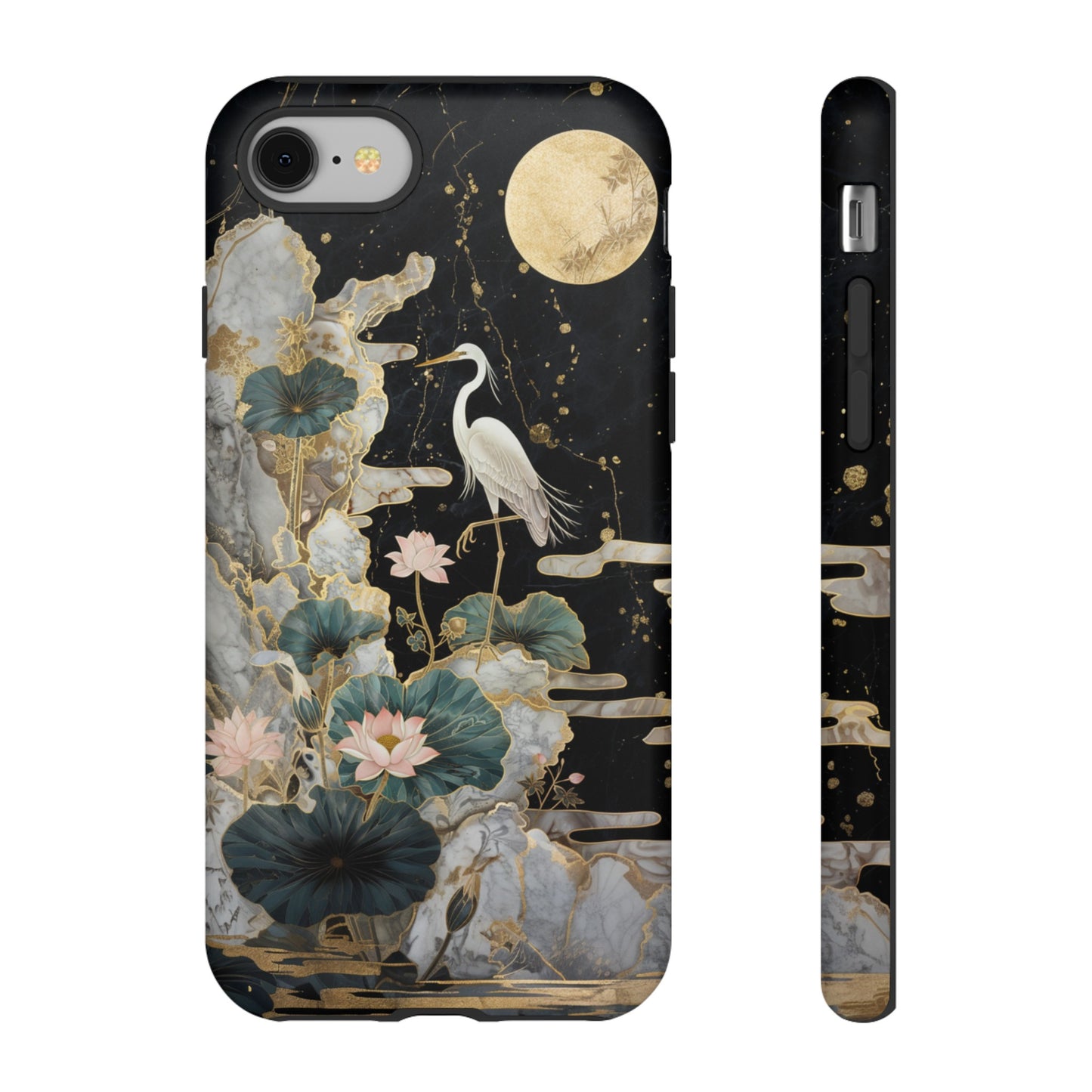 Heron and Moon Floral Zen Art Phone Case