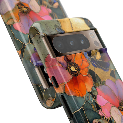 Stained Glass Phone Case Floral Aesthetic Gold Inlay Japanese Art Phone Case