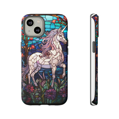 Unicorn Stained Glass iPhone, iPhone Case Retro Samsung Galaxy Phone Tough Case iPhone 15 14 Plus 13 12 7 8 Se Hippie Boho Style