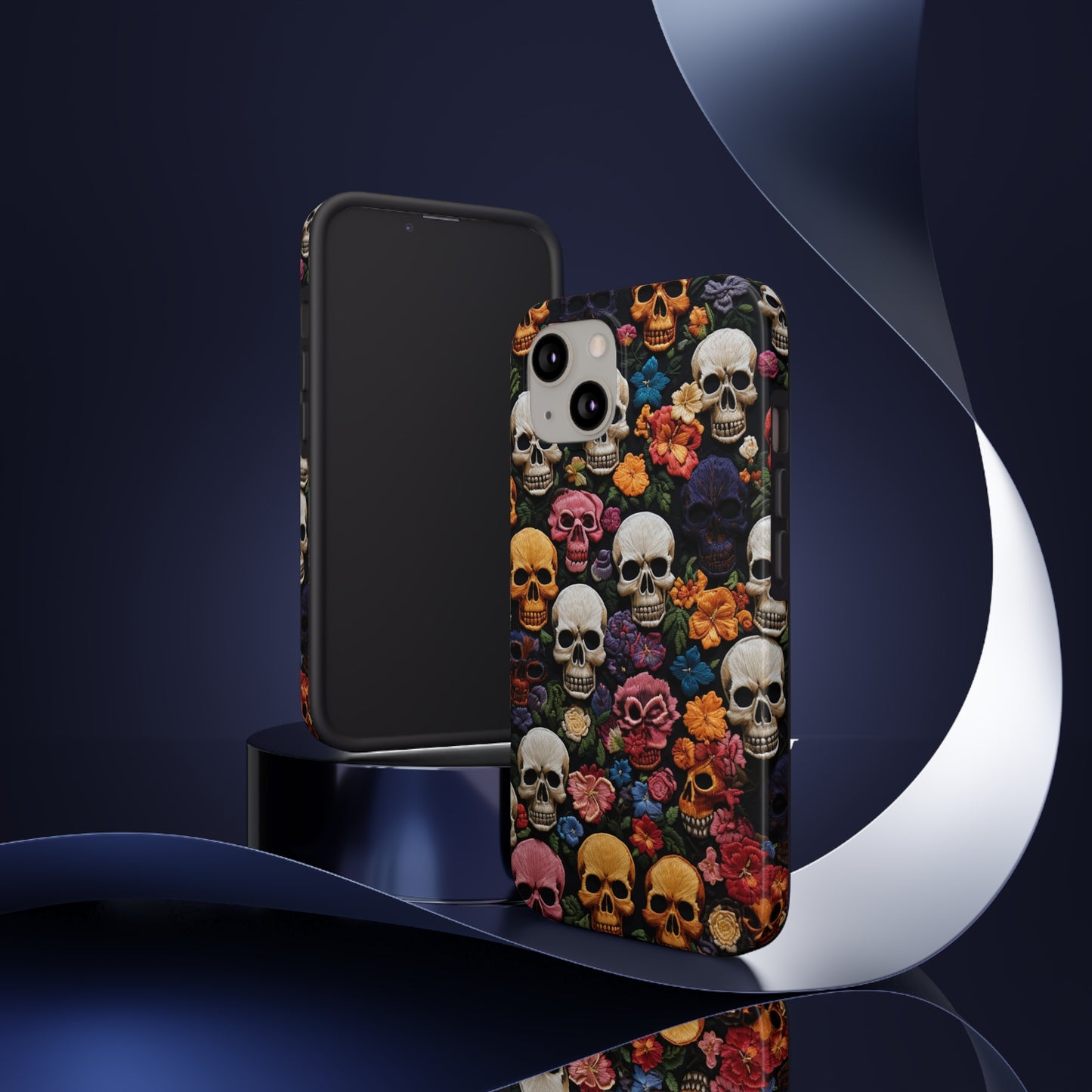 Embroidery Style Skulls Goth Dark Academia Tough Case iPhone Case